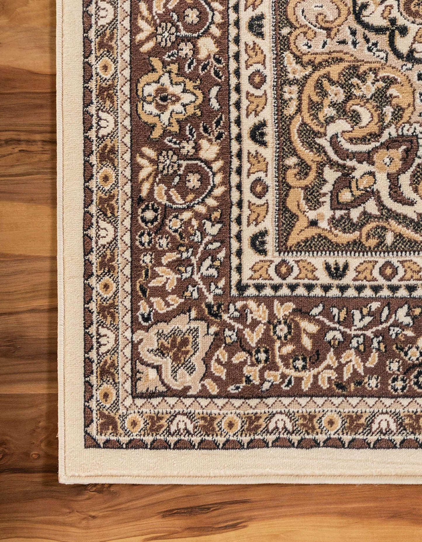 Unique Loom Reza Collection Traditional Persian Style Area Rug, Square 8' 0" x 8' 0", Ivory/Brown