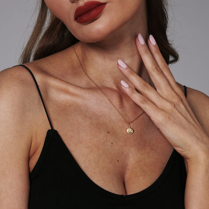 Pencros Dainty Pumpkin Necklace,18K Gold Plated Pumpkin Delicate Chain Minimalist Simple Halloween Jewelry Friend's Gift