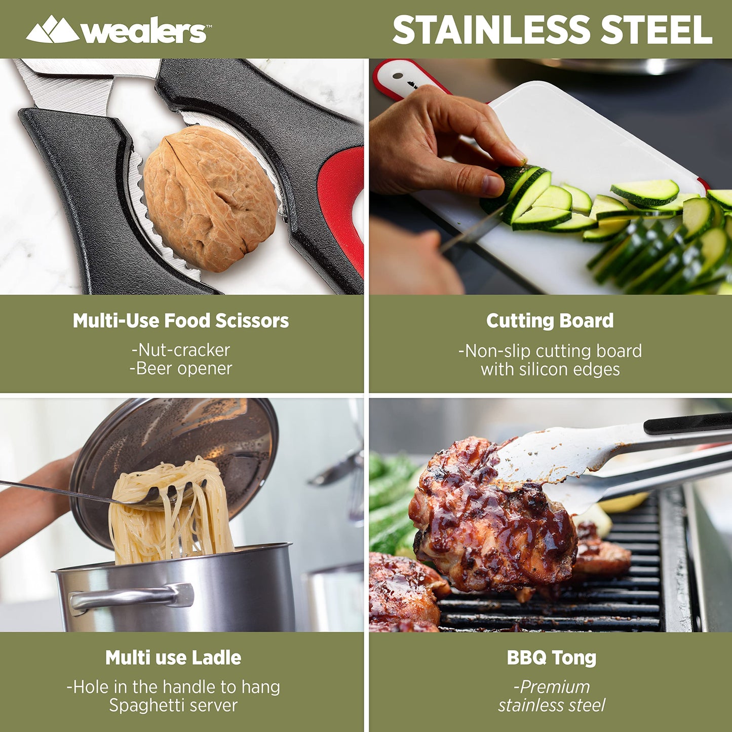 12 Piece Camp Kitchen Cooking Utensil Set Travel Organizer Grill Accessories Compact Gear for Backpacking BBQ Camping Hiking and Travel Black