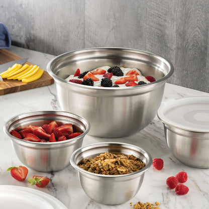 FineDine Mixing Bowls Set , 10 Piece Set ,(5 Bowls +5 Lids) Stainless Steel