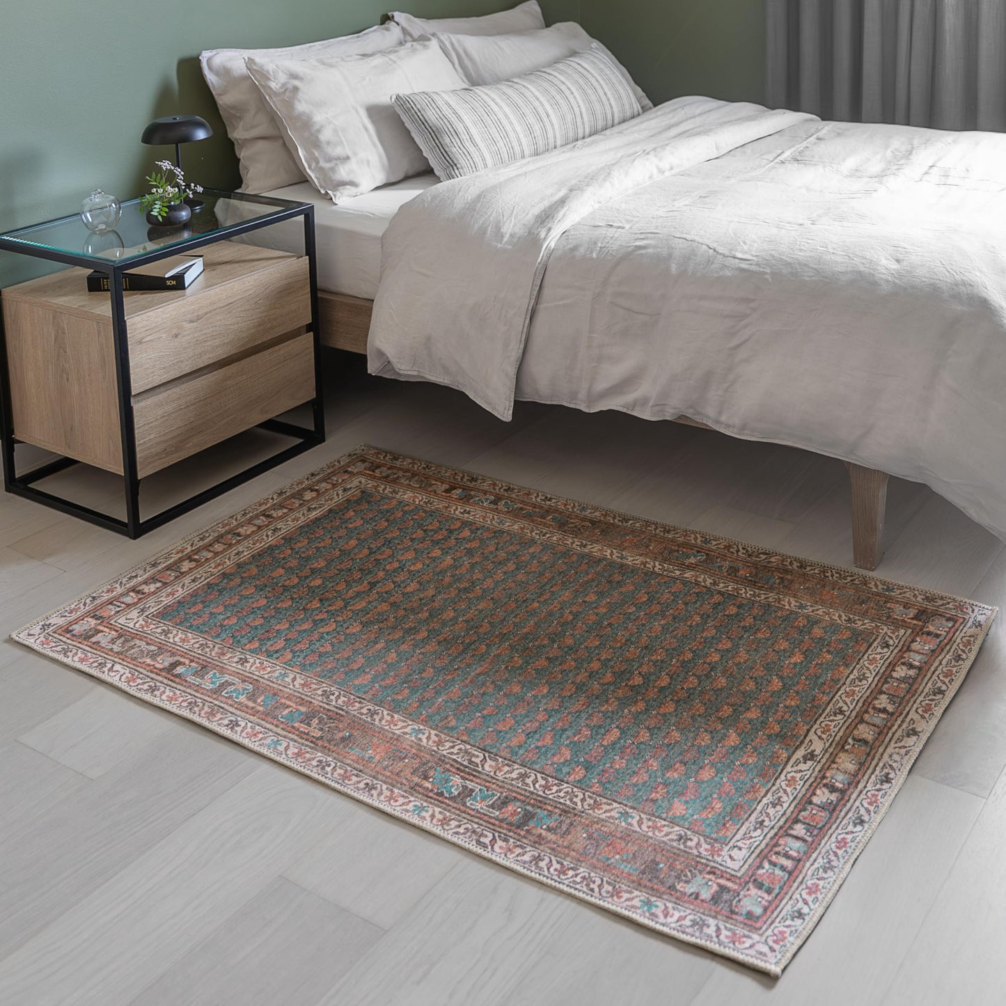 KNOTTING MATTERS Knot Again 4’ x 6’ Area Rug – Clay & Mineral Blue Heritage Flatweave, Low-Pile – Easy Clean Accent Rug – Perfect for Entryway, Hallway, Kitchen, Bedroom – Pet & Kid Friendly