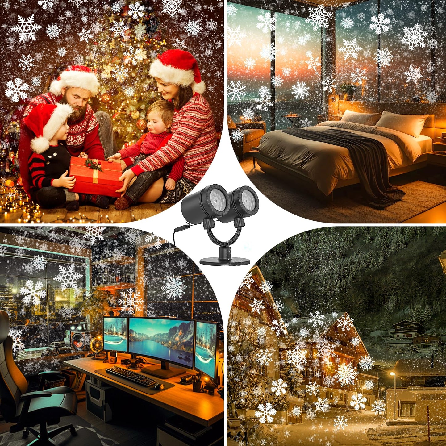 Snowflake Projector Lights Outdoor, Led Christmas Lights Outdoor, Snowfall Projection Lights Waterproof for Christmas Decorations[LL-049-03]