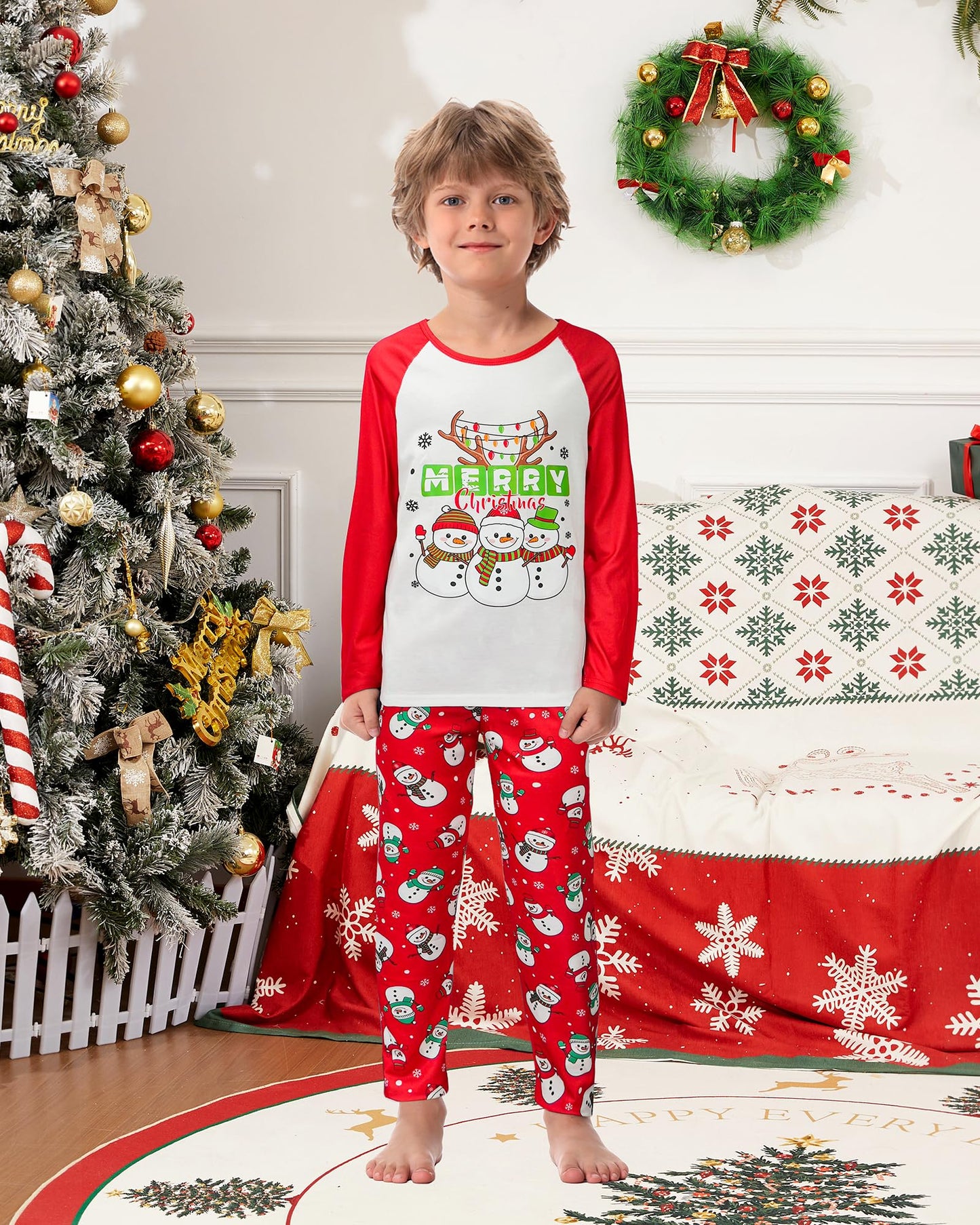 MyFav Christmas Pajamas for Matching Family Xmas Sleepwear Adult Jammies Holiday PJS for Women Red,Small