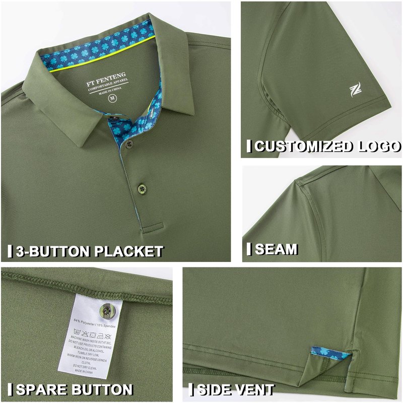 Golf Shirts for Men Dry Fit Moisture Wicking Performance Short Sleeve Collared Polo Shirts for Mens Casual Solid Tennis Golf Polo Shirts, XXL Olive Green