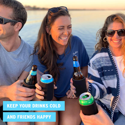 Blank Beer Can Coolers Sleeves (14-Pack) Soft Insulated Beer Can Cooler Sleeves - HTV Friendly Plain Black Can Sleeves for Soda, Beer & Water Bottles - Blanks for Vinyl Projects Wedding Favors & Gifts