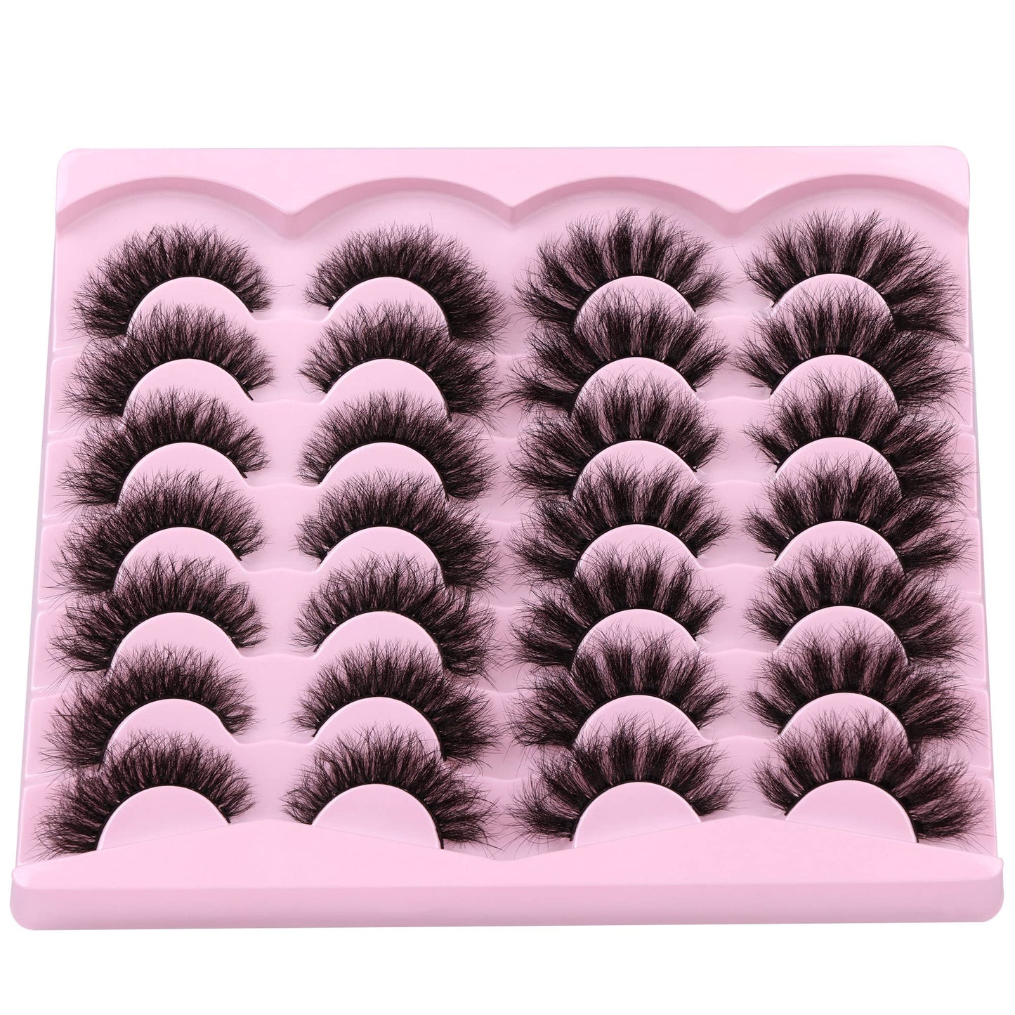 Newcally False Eyelashes Thick Volume Wispy Faux Mink Lashes 8D Volume Long Cat Eye Lashes Dramatic 18MM 2 Styles Mixed Fake Lashes 14 Pairs Pack