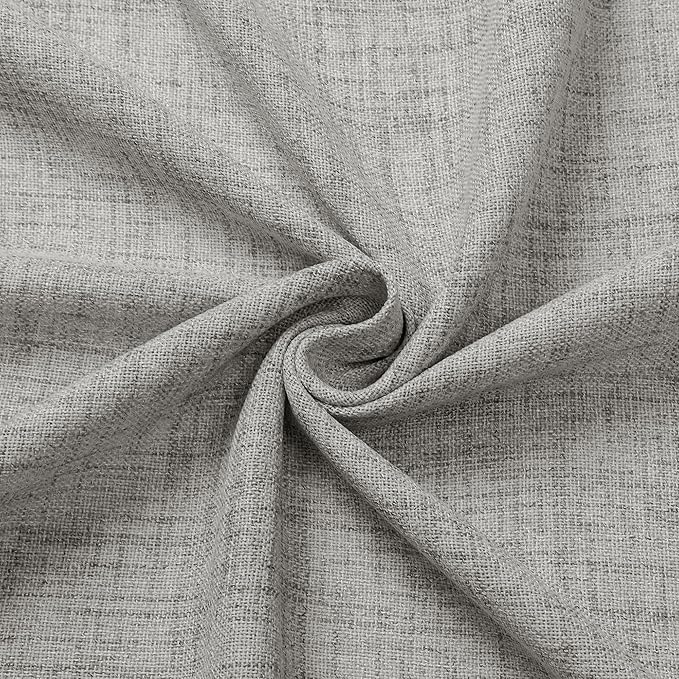 Tollpiz Linen Curtain Bedroom Rod Pocket Semi Sheer Curtains Burlap Light Filtering Thick Linen Drape for Living Room, 38 x 84 inches Long, Silver Grey, Set of 2 Panels