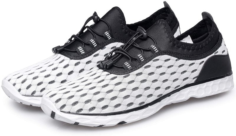 DOUSSPRT Men's Water Shoes Quick Drying Sports Aqua Shoes White Size 10