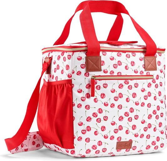Fit & Fresh 24-Can Soft Cooler Bag - Insulated, Leak-Resistant, Portable Cherry Travel Cooler