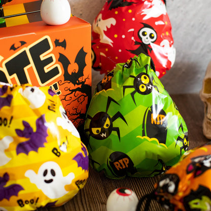 JOYIN 60PCS Halloween Drawstring Goody Treats Bags for Halloween Trick or Treating, Plastic Candy Goodie Bags Bulk for kids Party Favor Supplies, School Classroom Exchange Gifts in 12 Designs