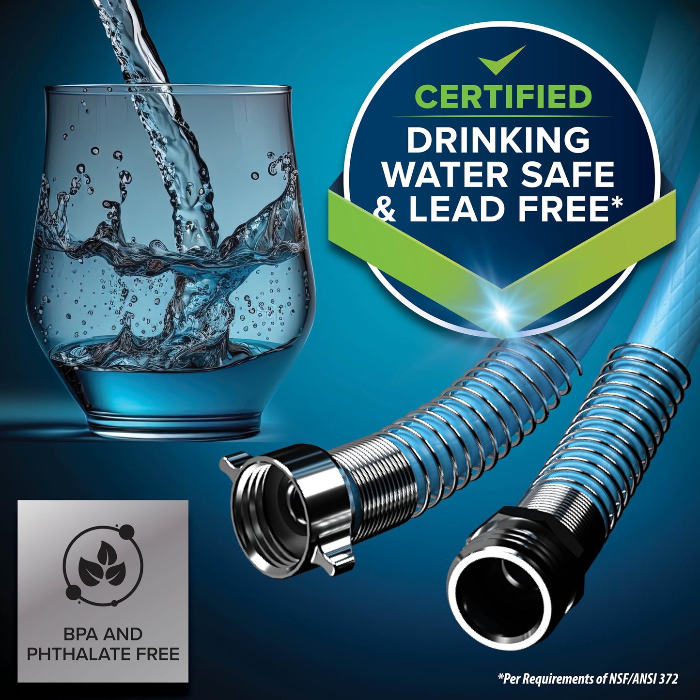 Camco EVOFlex 4-Ft RV Drinking Water Hose - Features Extra Flexible Design w/Stainless Steel Strain Relief Ends - Lead-Free, BPA-Free and Phthalate-Free - 5/8” ID (22590)