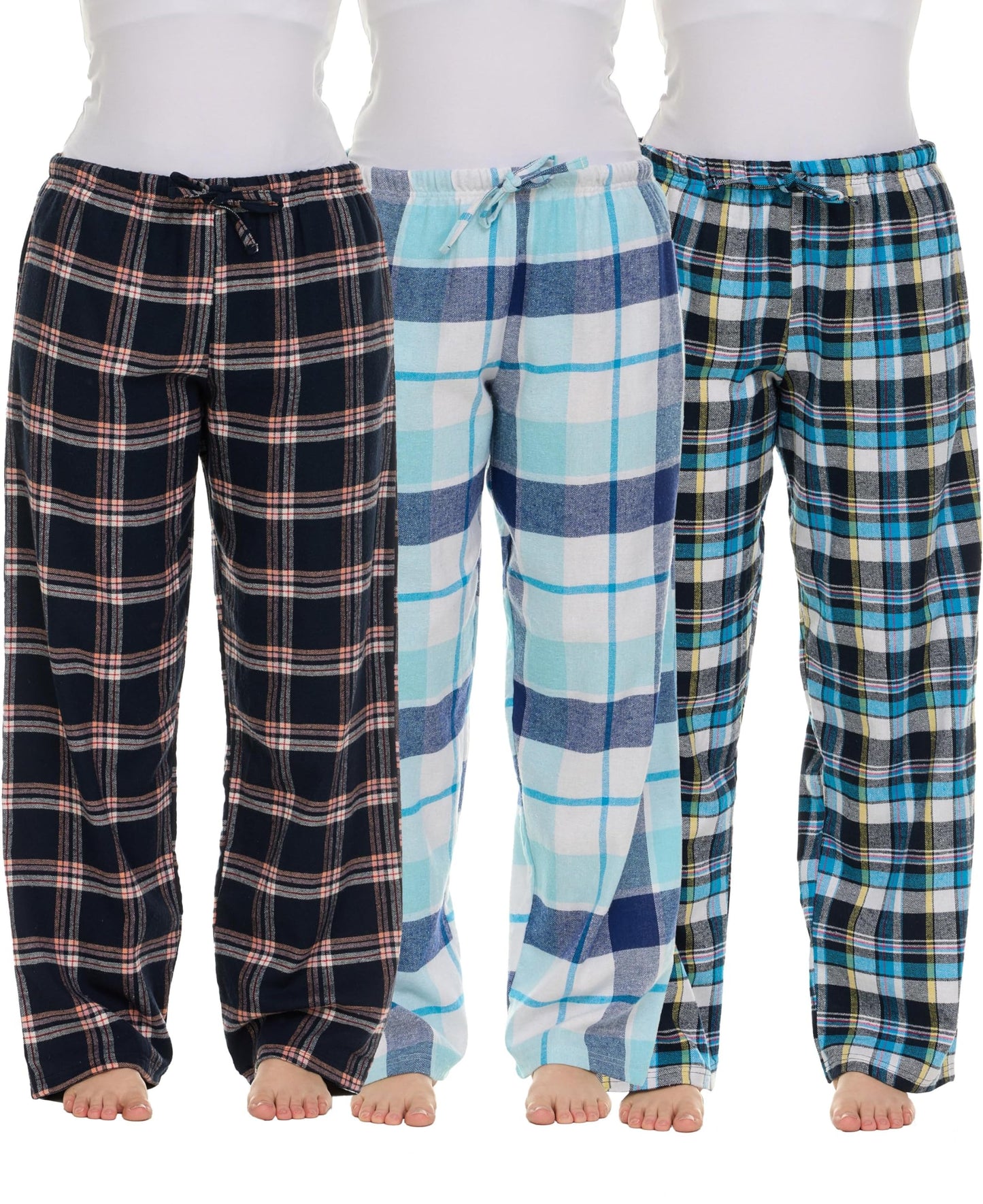 Andrew Scott Women's Flannel Sleep Pants| Lounging PJ Drawstring Pants | Multi Packs & Colors