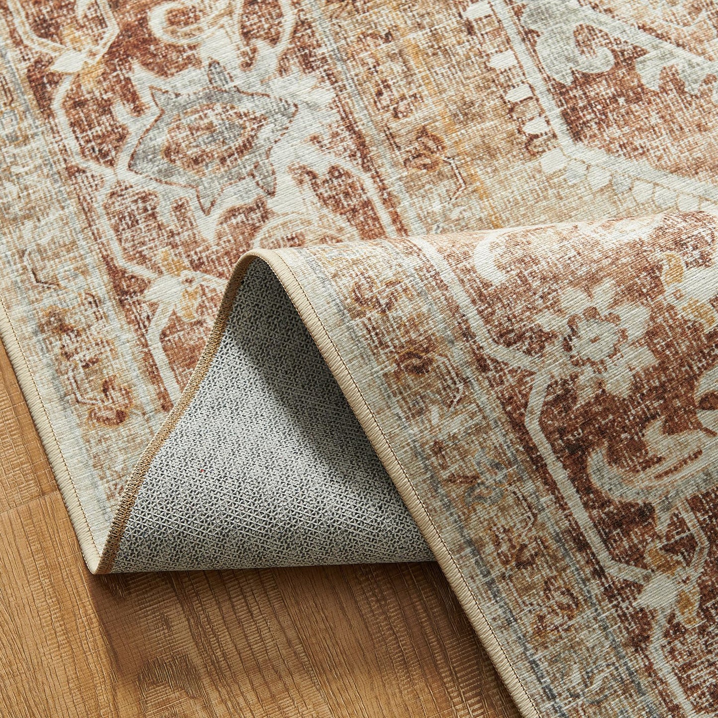 jinchan Hallway Rug 3x10 Runner Rug for Kitchen Entryway Stairway Bedroom Laundry Room Vintage Washable Non-Slip Thin Chenille Retro Lightweight Long Rug Warm Taupe