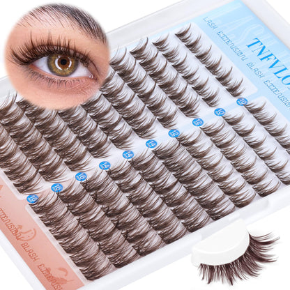 Brown Lash Clusters Kit Manga Lash Extension Kit Natural Eyelash Clusters Wispy 10-16MM Individual Lashes Clusters Anime Eyelash Extension Kit with Bond and Seal and Tweezers by TNFVLONEINS