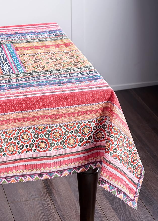Maison d' Hermine Table Cloth Rectangle Table 100% Cotton 70 x 140 Inches Fall Tablecloth Reusable Everyday Use for Thanksgiving Christmas Decorations Dining Farmhouse Party (Ispahan)