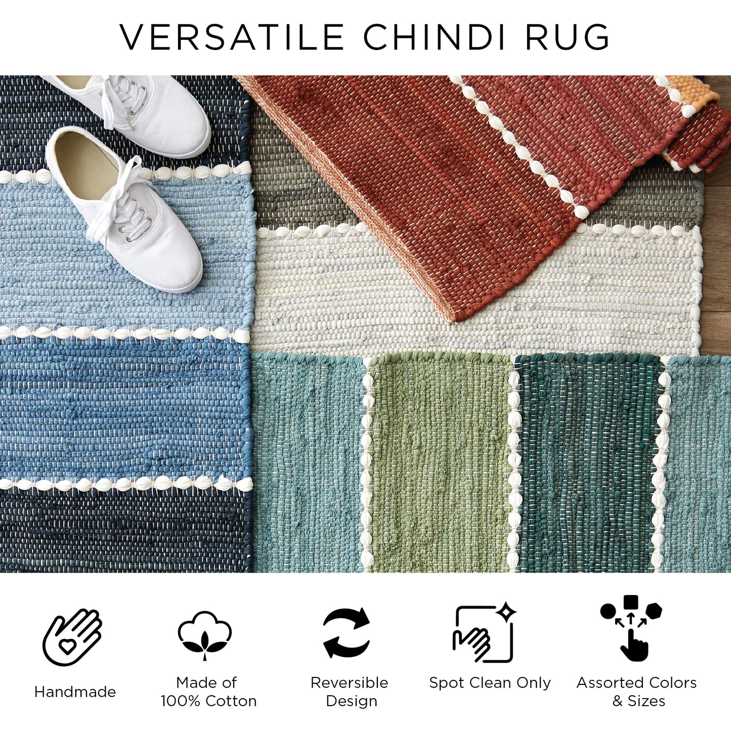 DII Chindi Home Collection Handwoven Multicolor Area Rag Rug, Runner, 2' 3" x 6', Olive Green