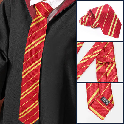 Sawaruita Striped Tie Novelty Cosplay necktie for Magic School- Halloween Costumes Accessories Kids Teens,Women,Men(Deep Red)