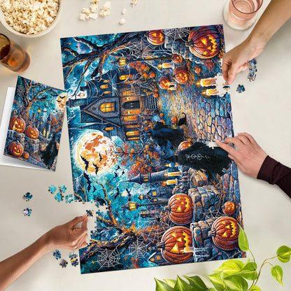 TangMosaic Puzzles for Adults 1000 Pieces, Haunted Halloween Night House Jigsaw Puzzles, Fun Horror Challenging Puzzle, Halloween Puzzles Gift, Home Decoration Puzzle, Interlock Perfectly No Dust