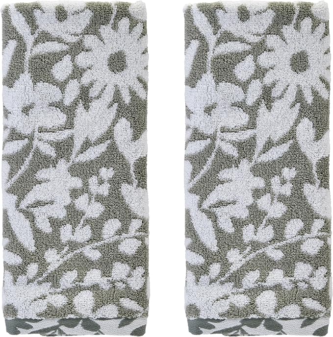SKL Home Bedford Floral 100% Cotton Premium 2-Piece Hand Towel Set, 600 GSM