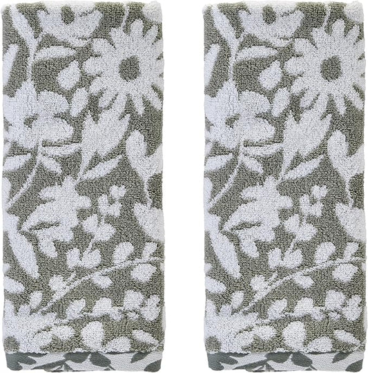 SKL Home Bedford Floral 100% Cotton Premium 2-Piece Hand Towel Set, 600 GSM