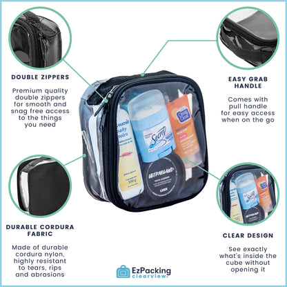 EzPacking Clear TSA Approved 3-1-1 Travel Toiletry Bag for Carry On/Quart Size Transparent Liquids Pouch for Airport Security/Reusable See Through Vinyl & PVC Plastic Organizer Men Women (Turquoise)