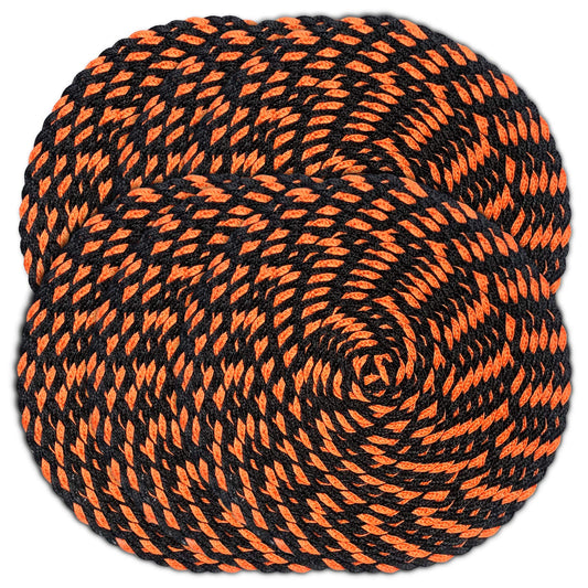 Halloween 15" Round Orange Black Dual-Color Braided Woven Polypropylene Plastic Placemats, Set of 6