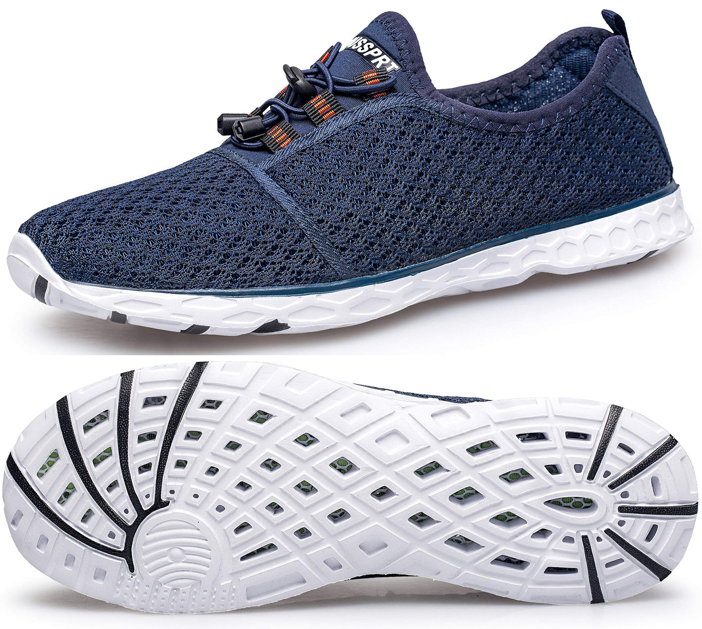 DOUSSPRT Men's Water Shoes Quick Drying Sports Aqua Shoes BlueWhite Size 12.5