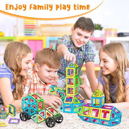 COOLJOYA Magnetic Tiles for Kids, 48pcs Magnetic Building Blocks Toys for 3 4 5 6 Year Old Girls Boys Gift, Magnets for Kids, Montessori Toddler Toys