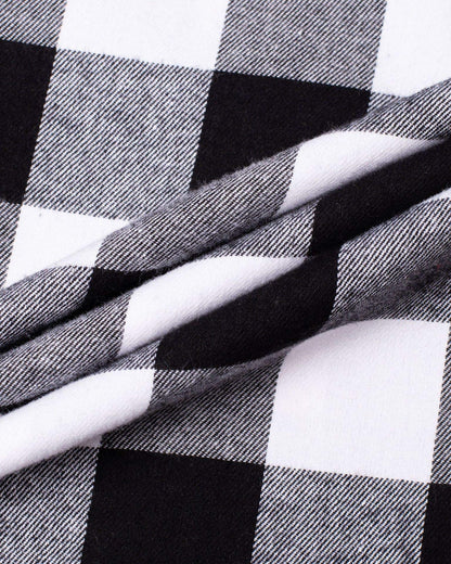 Alimens & Gentle Mens Heavyweight Flannel Plaid Pajama Pants 100% Cotton Sleep Lounge Pant White Black Medium