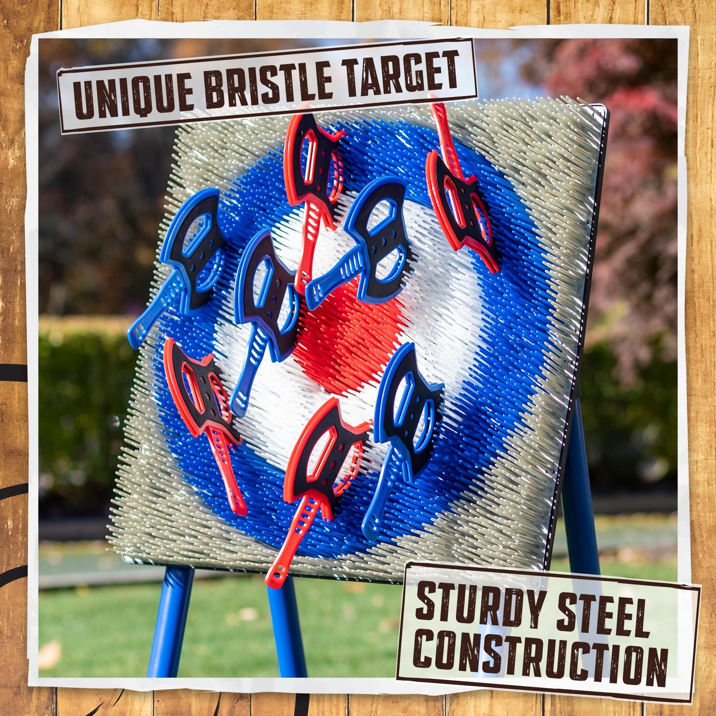 EastPoint Deluxe Steel Frame Axe Throw Target Game Set - Steel Frame for Indoors and Outdoors