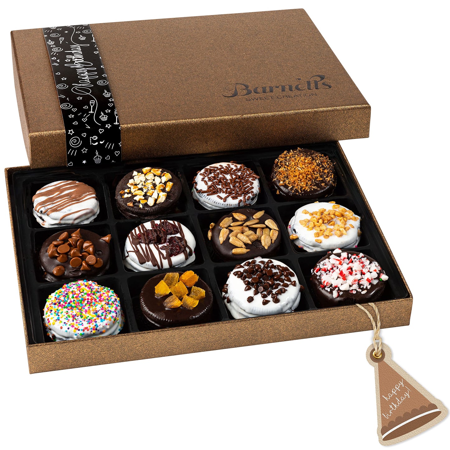 Barnetts Happy Birthday Gifts Chocolate Cookies Basket for Women, Prime for Mom, Wife, Aunt, Grandma, Niece, Daughter, Sister, Best Friend