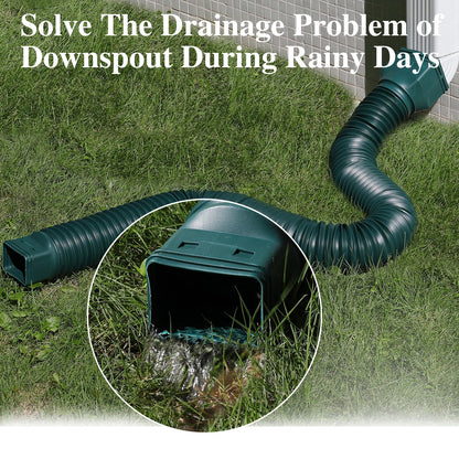 Gutterlix Flexible Gutter Downspout Extensions, Connectable Downspout Extender with 58"+ 67" Extendable Pipe, Thickened Down spout Drain Extension for Rainwater Drainage(2 Pack, Green)