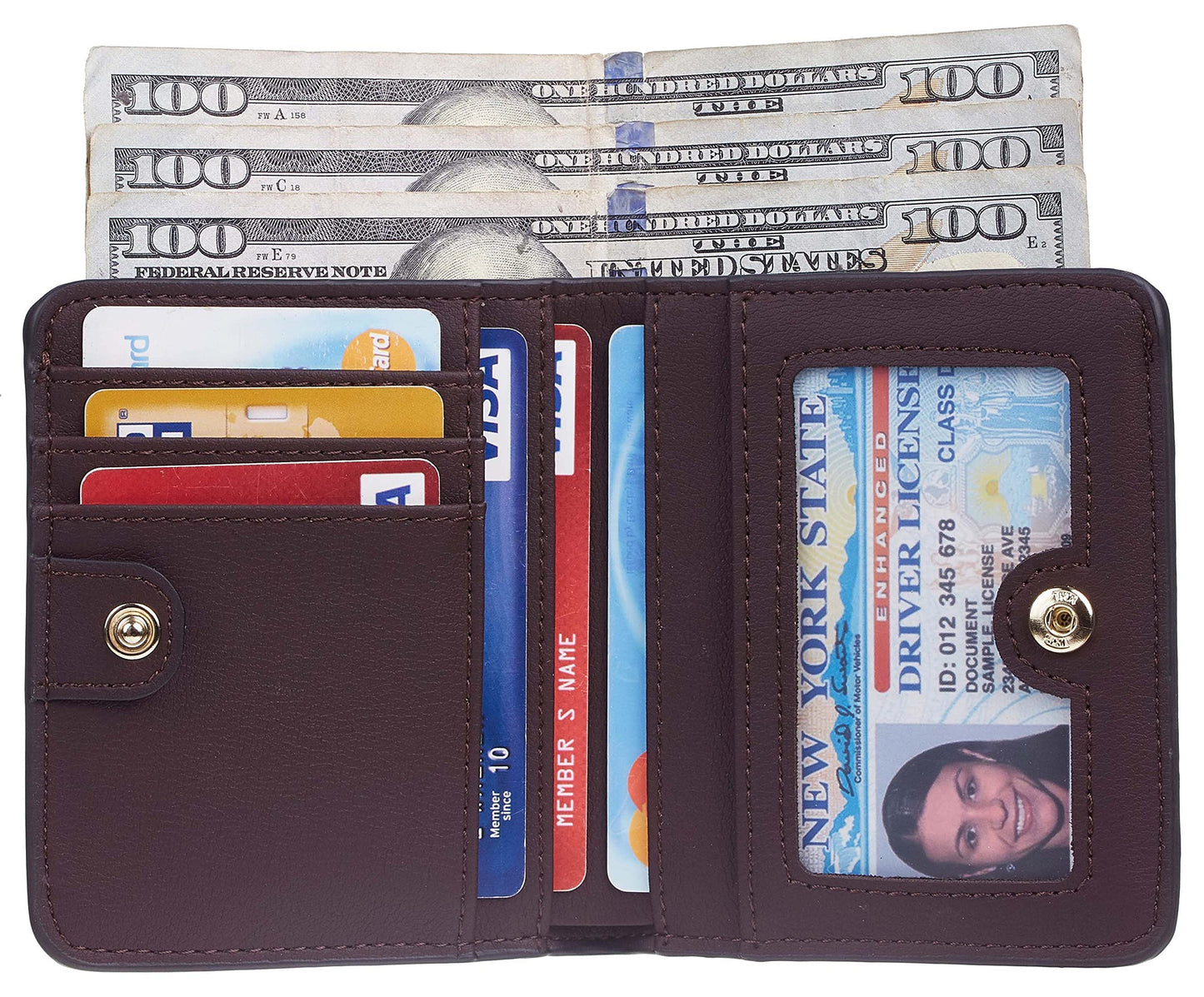 Gostwo Small Wallet for Women, RFID Blocking Wallet, Credit Card Holder Wallet, Compact Bifold Luxury Genuine Leather Pocket Passport Wallet Ladies Girls Mini Purse Travel with ID Window, Coffee