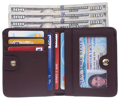 Gostwo Small Wallet for Women, RFID Blocking Wallet, Credit Card Holder Wallet, Compact Bifold Luxury Genuine Leather Pocket Passport Wallet Ladies Girls Mini Purse Travel with ID Window, Coffee