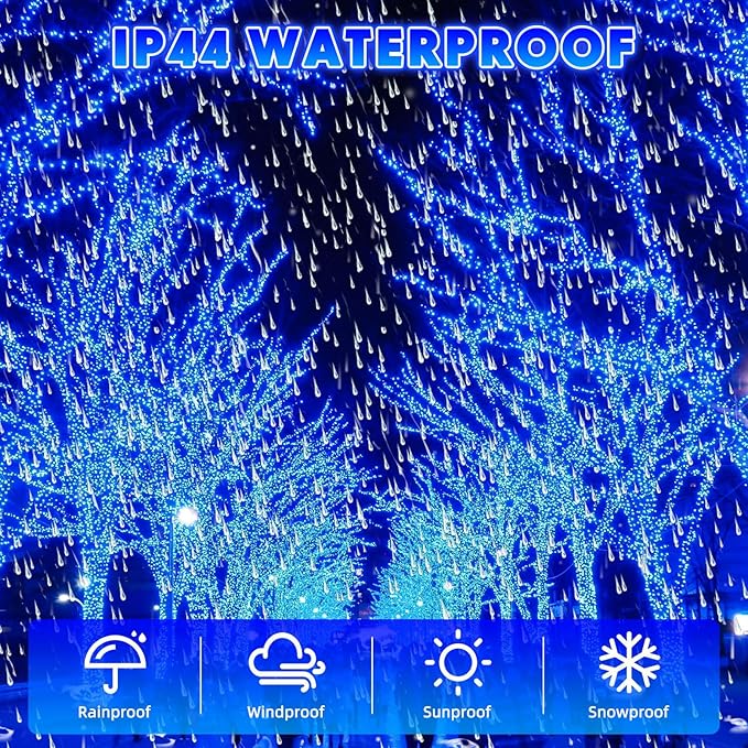 132Ft 1280 LED Christmas Icicle Lights Extra Long 8 Modes Waterproof Icicle String Lights with 240 Drops, Fairy Hanging Lights Decor with Remote for Xmas Wedding Indoor Outdoor(Blue)