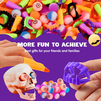 JOYIN 72 PCS Halloween Party Favors Game Toy Gifts-Scary Eyeballs, Witch Fingers and Vampire Teeth Set for Kids Child Trick or Treat Party Supplies, Gift Exchange, Halloween Carnival Game Prizes