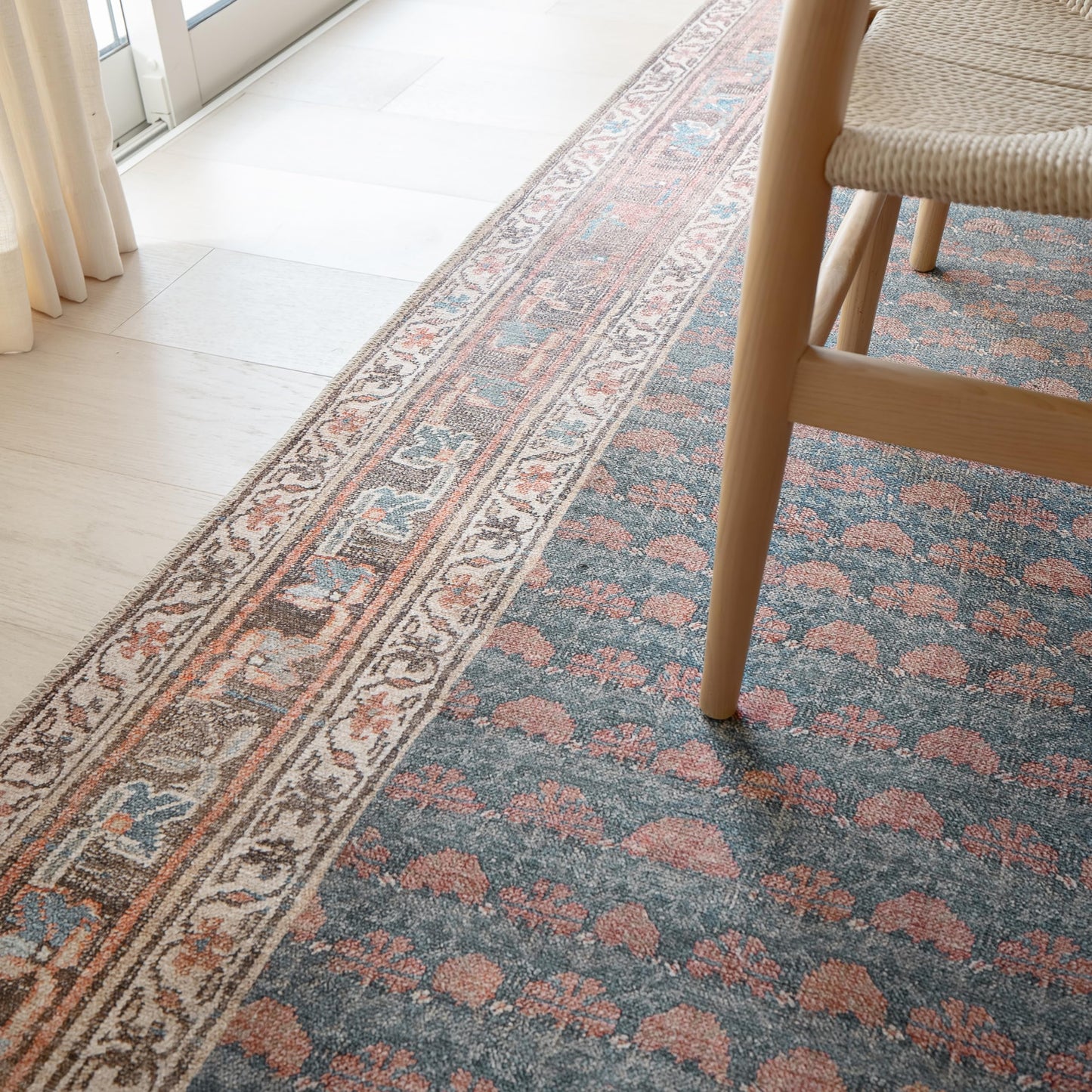 KNOTTING MATTERS Knot Again 4’ x 6’ Area Rug – Clay & Mineral Blue Heritage Flatweave, Low-Pile – Easy Clean Accent Rug – Perfect for Entryway, Hallway, Kitchen, Bedroom – Pet & Kid Friendly