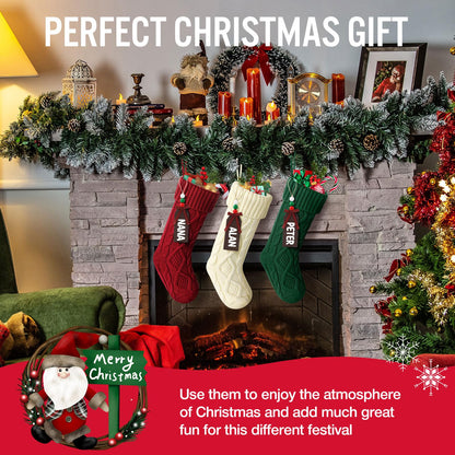 Hommtina Christmas Stockings, Personalized Christmas Stockings 18 Inches Large Size Cable Knitted Stocking Gifts (1pcs red)