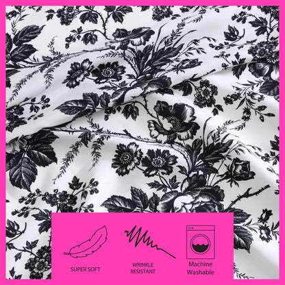 Betsey Johnson Betsey'S Toile Microfiber Black 4 Piece Sheet Set-King