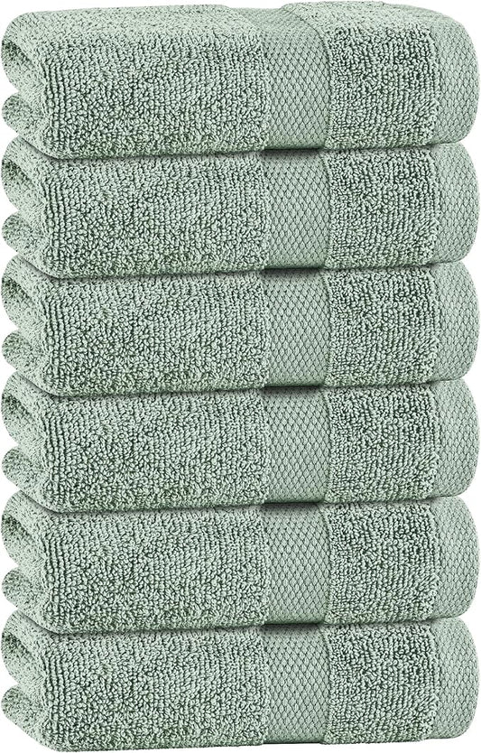 White Classic Green Hand Towels