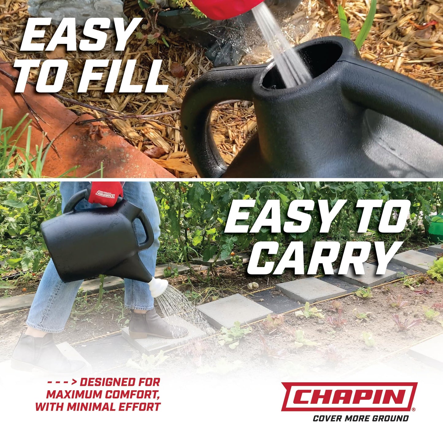 Chapin 47998: 2 Gallon Watering Can for Indoor & Outdoor Plants, 100% Recycled Plastic with Removable Nozzle, Drip-Free Sprinkler Head, Made in USA