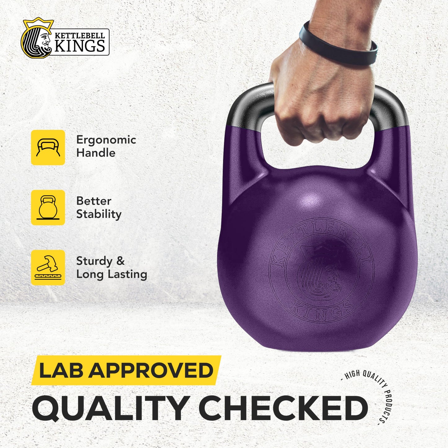 Kettlebell Kings Competition Kettlebells Weight (35mm handle) 8-48 KG | Hand weights Workout Gym Equipment & Strength training sets for Women & Men for Home Gym | Suitable for High Repetition Workouts