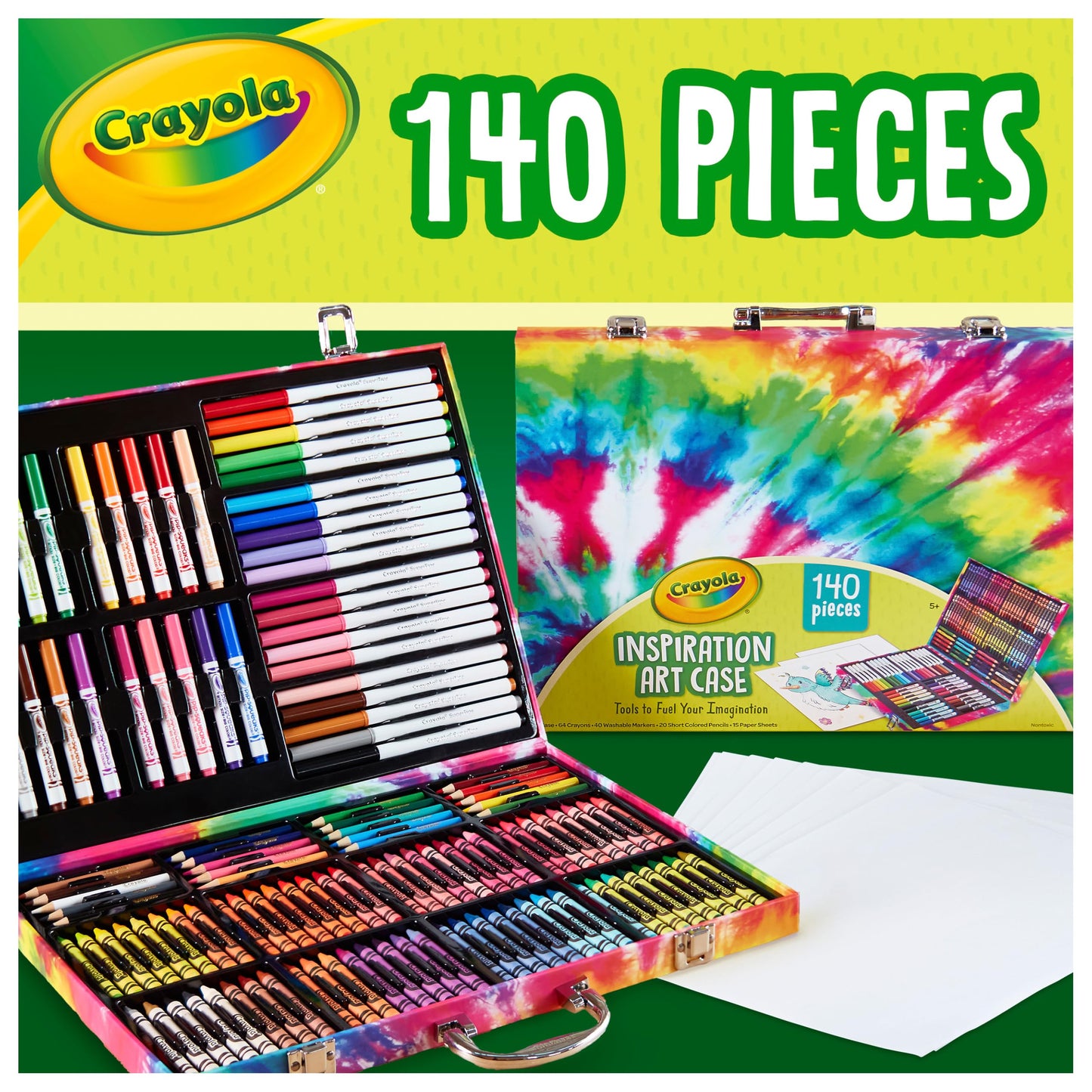 Crayola Inspiration Art Case Coloring Set - Tie-Dye (140ct), Art Supplies Set For Kids, Travel Drawing Kit, Holiday & Christmas Gift for Girls & Boys, Ages 5+ [Amazon Exclusive]