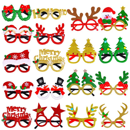 Max Fun 18Pcs Christmas Party Glasses Glitter Holiday Glasses Frames with 18 Designs Christmas Accessories for Christmas Party Favors Holiday Favors(One Size Fits All)