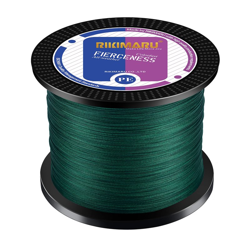 Braided Fishing Line Abrasion Resistant Superline Zero Stretch&Low Memory Extra Thin Diameter Green 327Yds,15LB