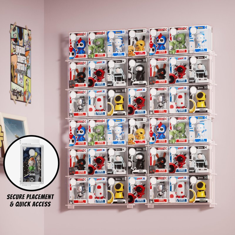 WINKINE Wall Display Shelves Compatible with 21 Funko Pop in Box, Easy Install - Only 2 Screws per Shelf, Acrylic Floating Shelves Stackable, Action Figure Stand, Collectibles Display Case, 2 Pack