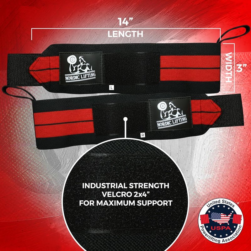 Nordic Lifting Wrist Wraps - Durable Weightlifting Support Straps with Thumb Loop | 1 Pair for Men & Women