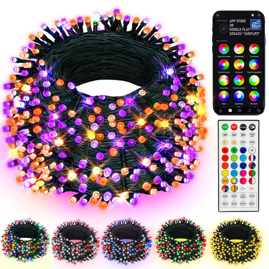Dazzle Bright Smart Halloween String Lights, 98FT 300 LED RGB Color Changing String Lights with Remote & App Controlled, Christmas Decorations for Indoor Outdoor Holiday Xmas Tree Party Decor