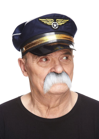 Mustaches Self Adhesive Fake Mustache, Novelty, Horseshoe False Facial Hair, Costume Accessory for Adults, Gray with White Color