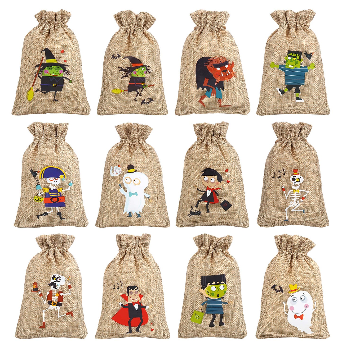 CCINEE 36pcs Burlap Halloween Party Bags Novelty Linen Jute Bags 4" x 6" for Halloween Gifts Packing Party Decoration Supplies
